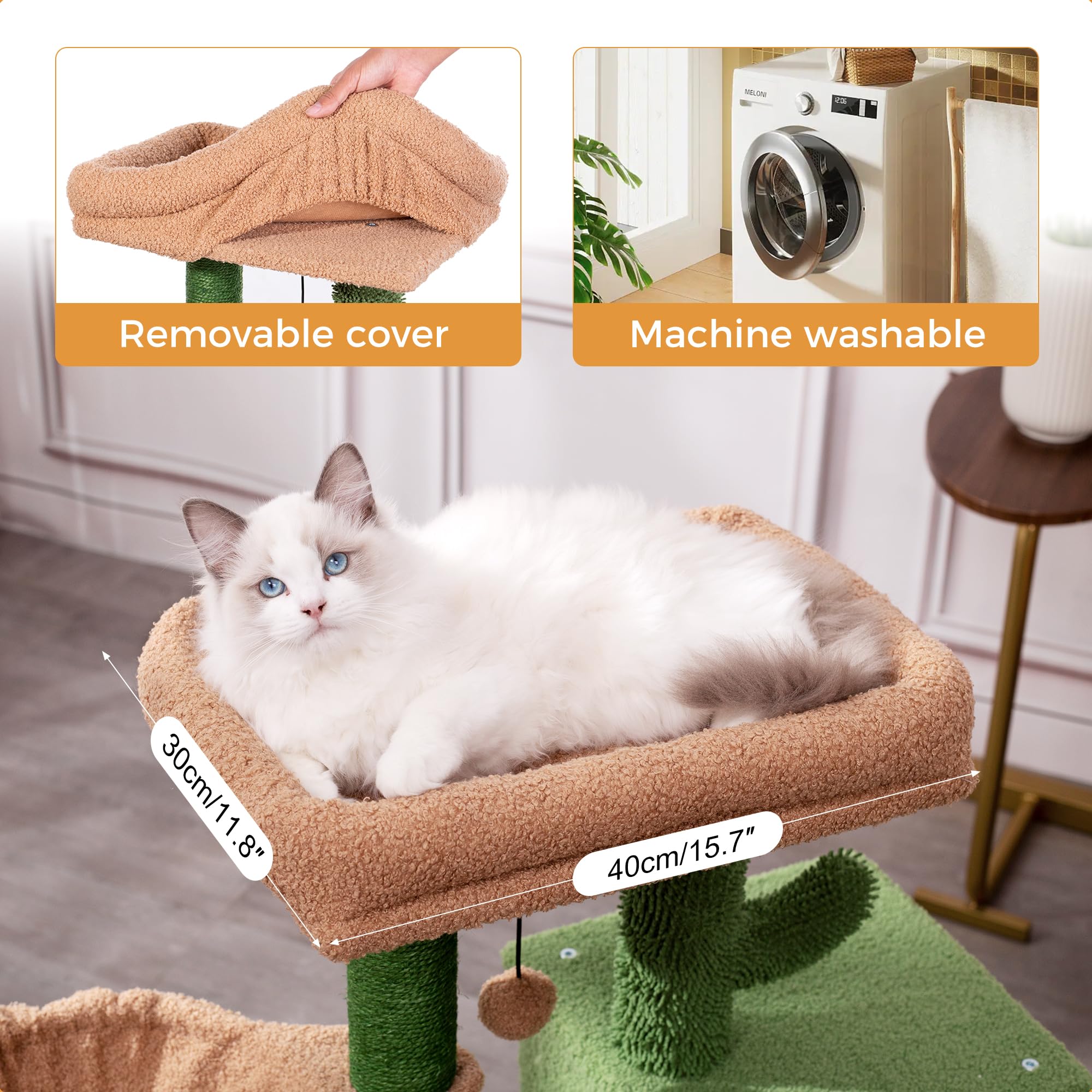 Meowrista cactus cat tree condo offers a cozy hideaway for rest and curiosity