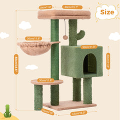 Meowrista cactus cat tree with full sisal posts invites claws and full-body stretching