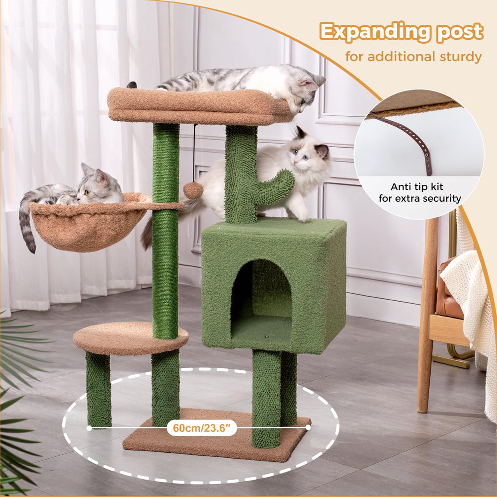 Meowrista cactus cat tree removable top bed elevates lounging with views