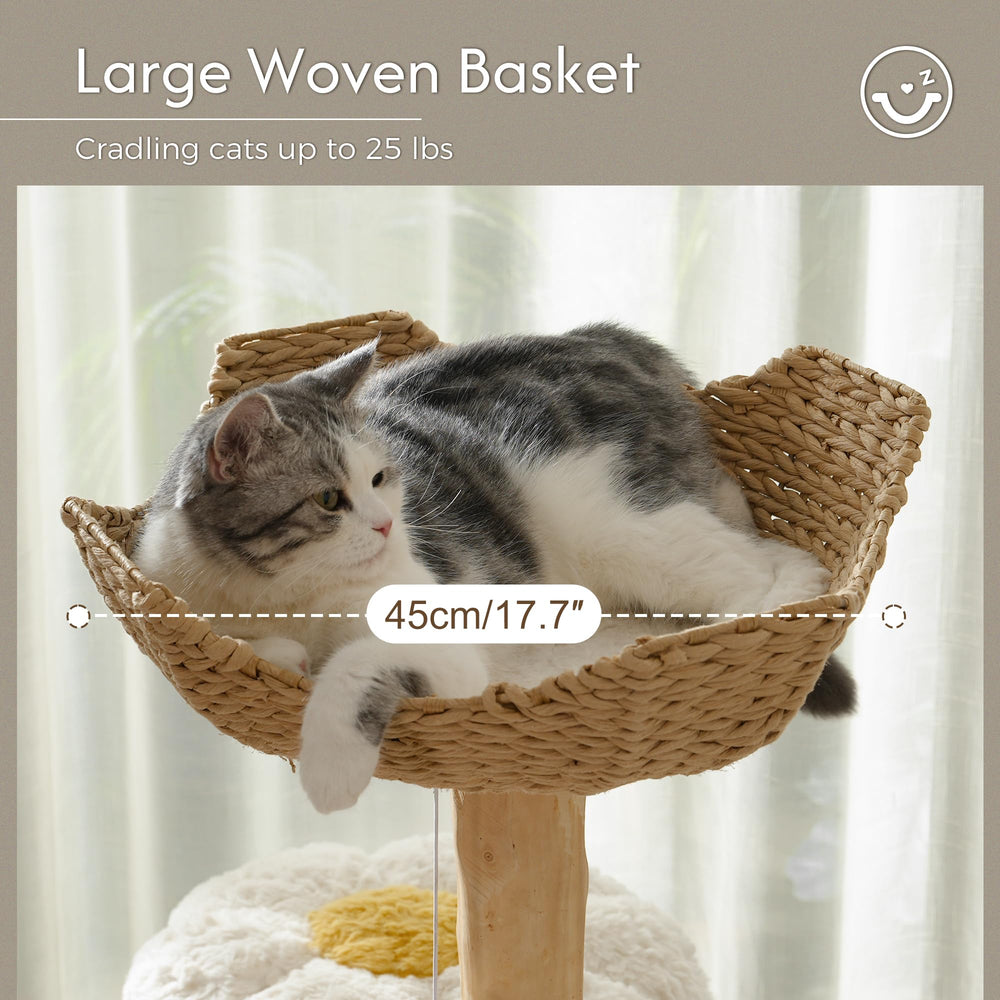 Meowrista cat tree deep hammock ready for relaxing naps.