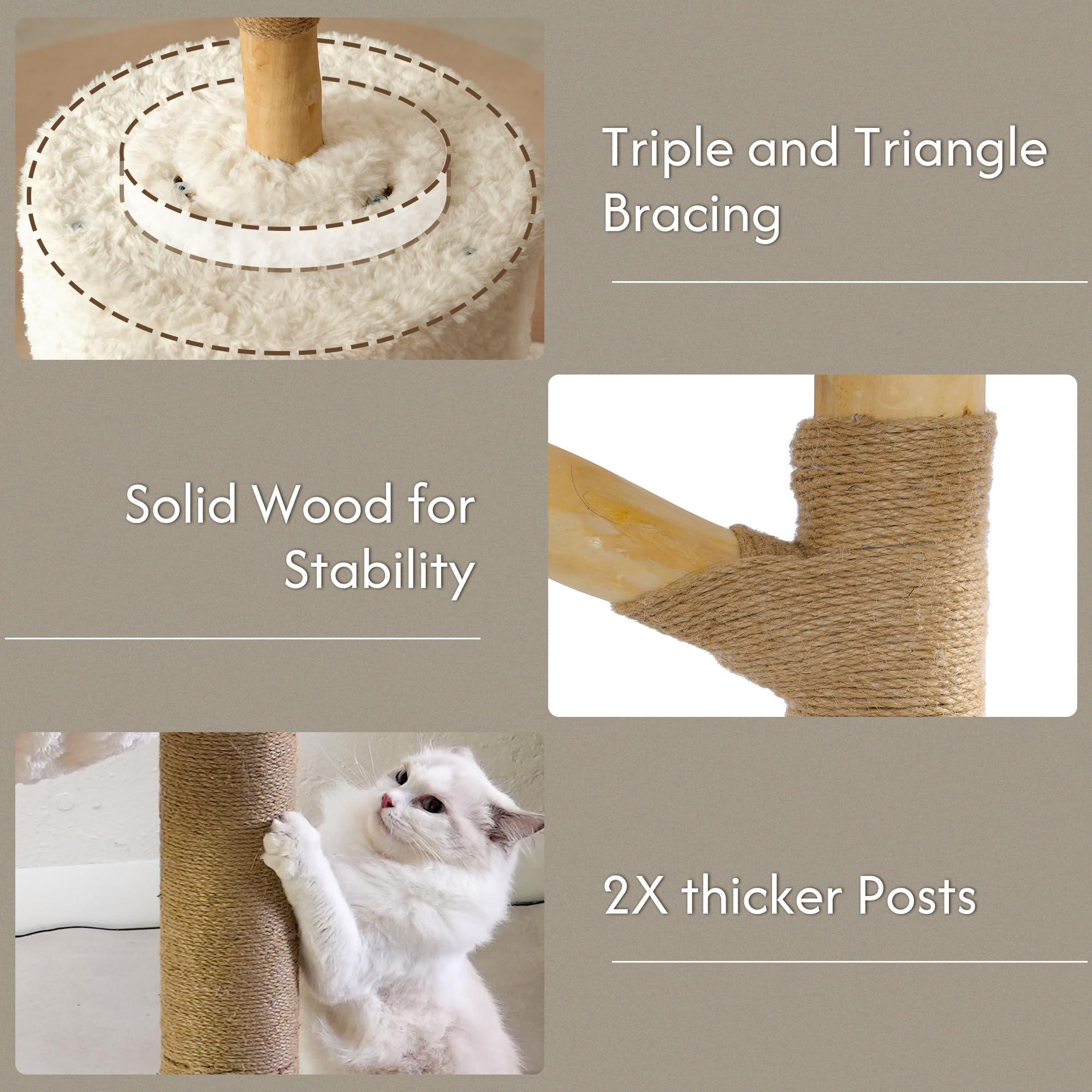 Meowrista natural wood trunk with sturdy vertical scratching surface.