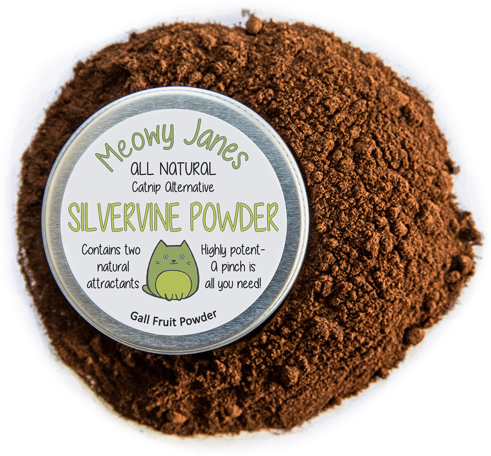 Meowy Janes Silver Vine powder tin 45g ready for natural cat play.