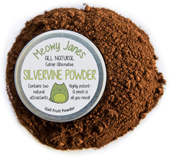 Meowy Janes Silver Vine powder tin 45g ready for natural cat play.