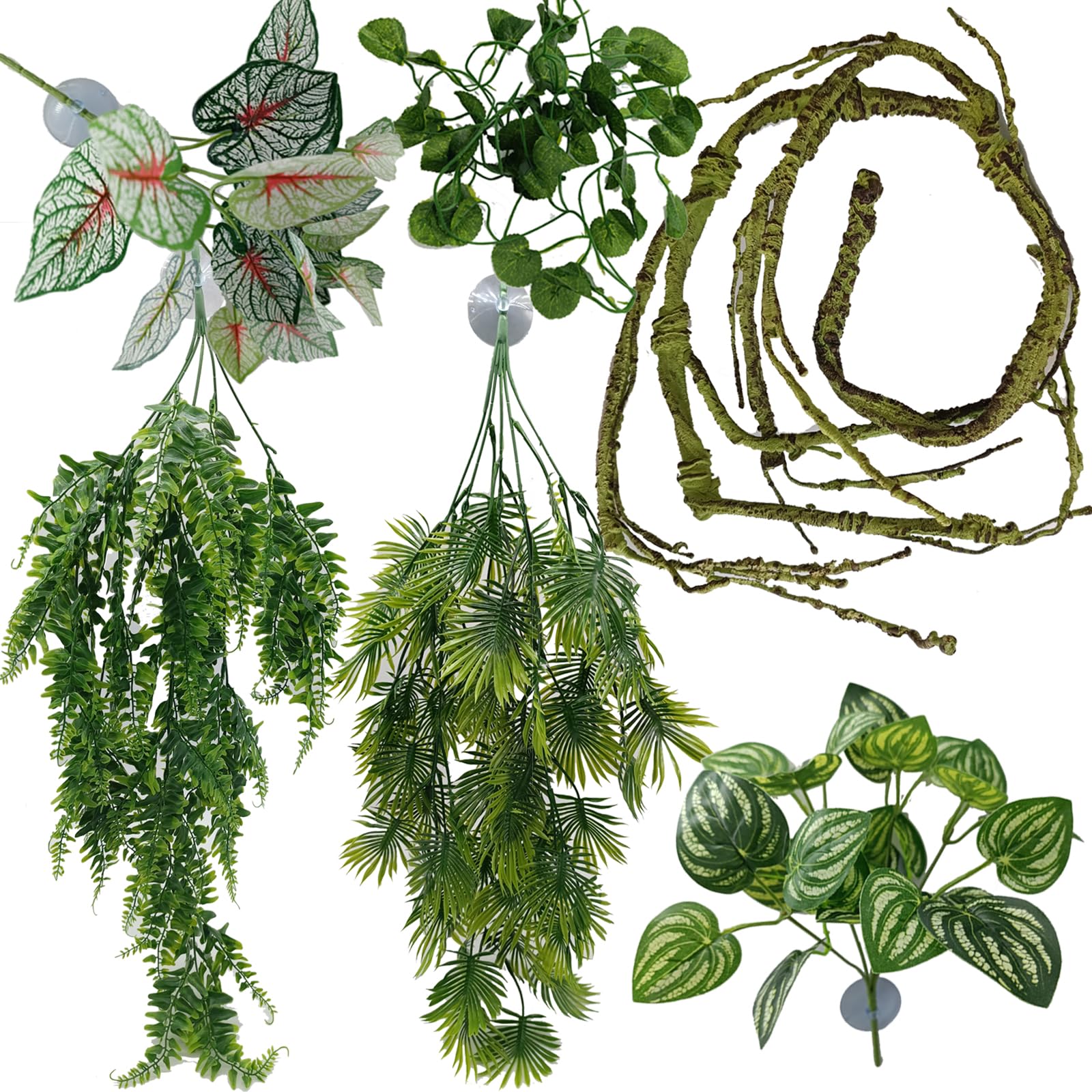 MEPHAN reptile plant large leaves for realistic terrarium decor and safe enrichment.