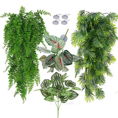 MEPHAN reptile plants hanging leaves enhance terrarium realism for bearded dragons.