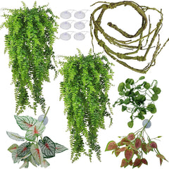 MEPHAN reptile plants large leaves vines for terrarium decor and enrichment.
