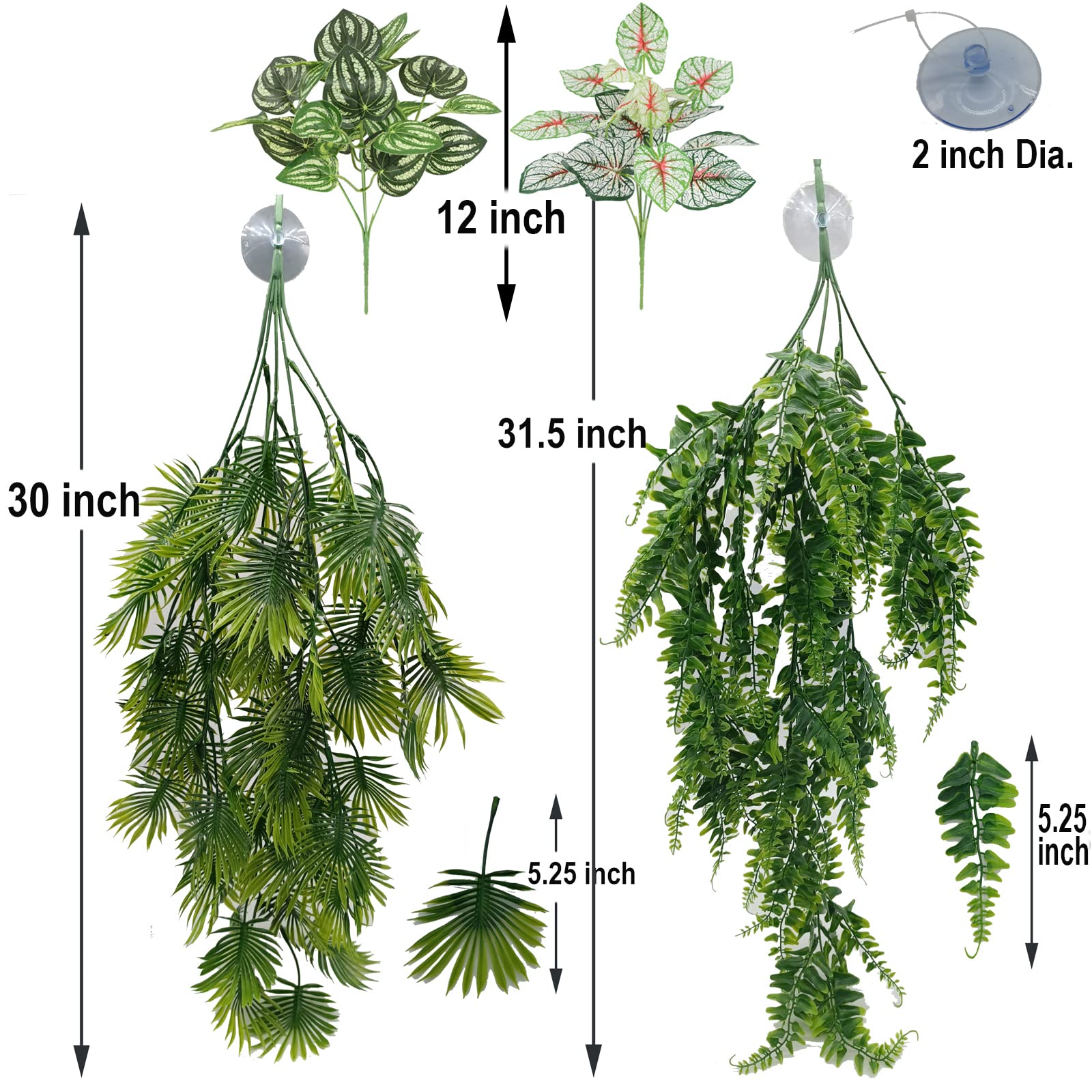 MEPHAN vine leaves decor adds realistic habitat scenery for reptiles.