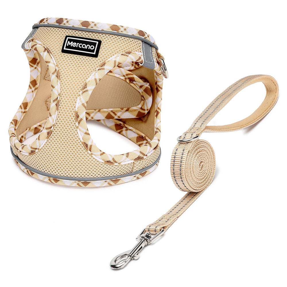 Mercano soft mesh harness front view, breathable comfort for small dogs