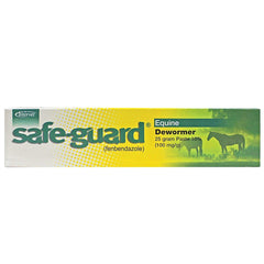 Merck Safe Guard equine paste bottle for simple, effective parasite control.