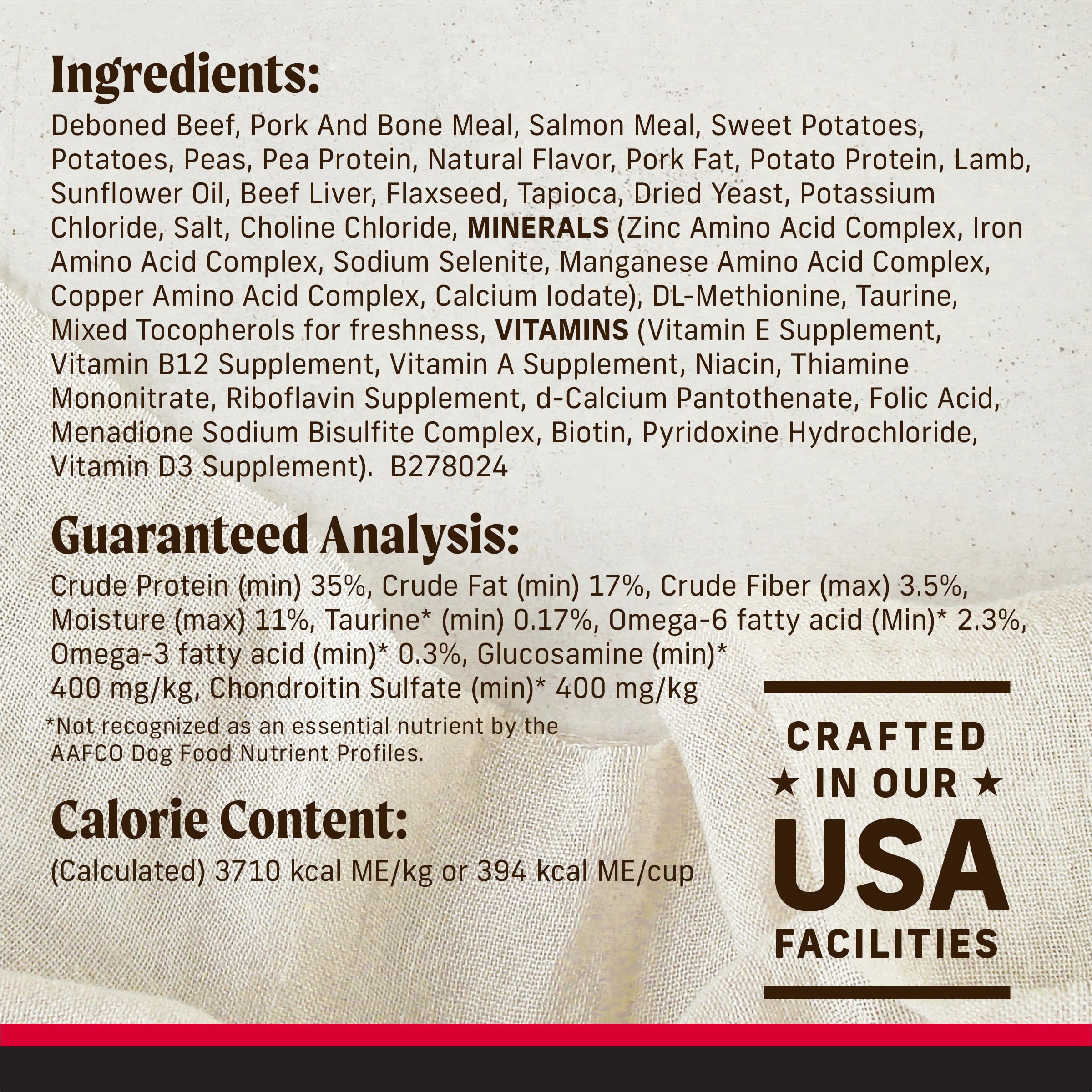 Merrick Backcountry beef and lamb kibble texture closeup highlights lean protein appeal