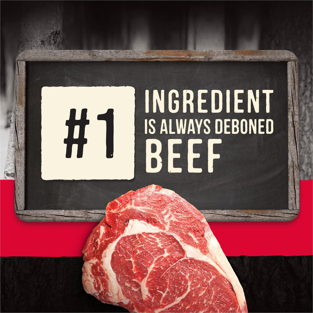 Merrick Backcountry deboned beef ingredient close-up emphasizing quality protein.