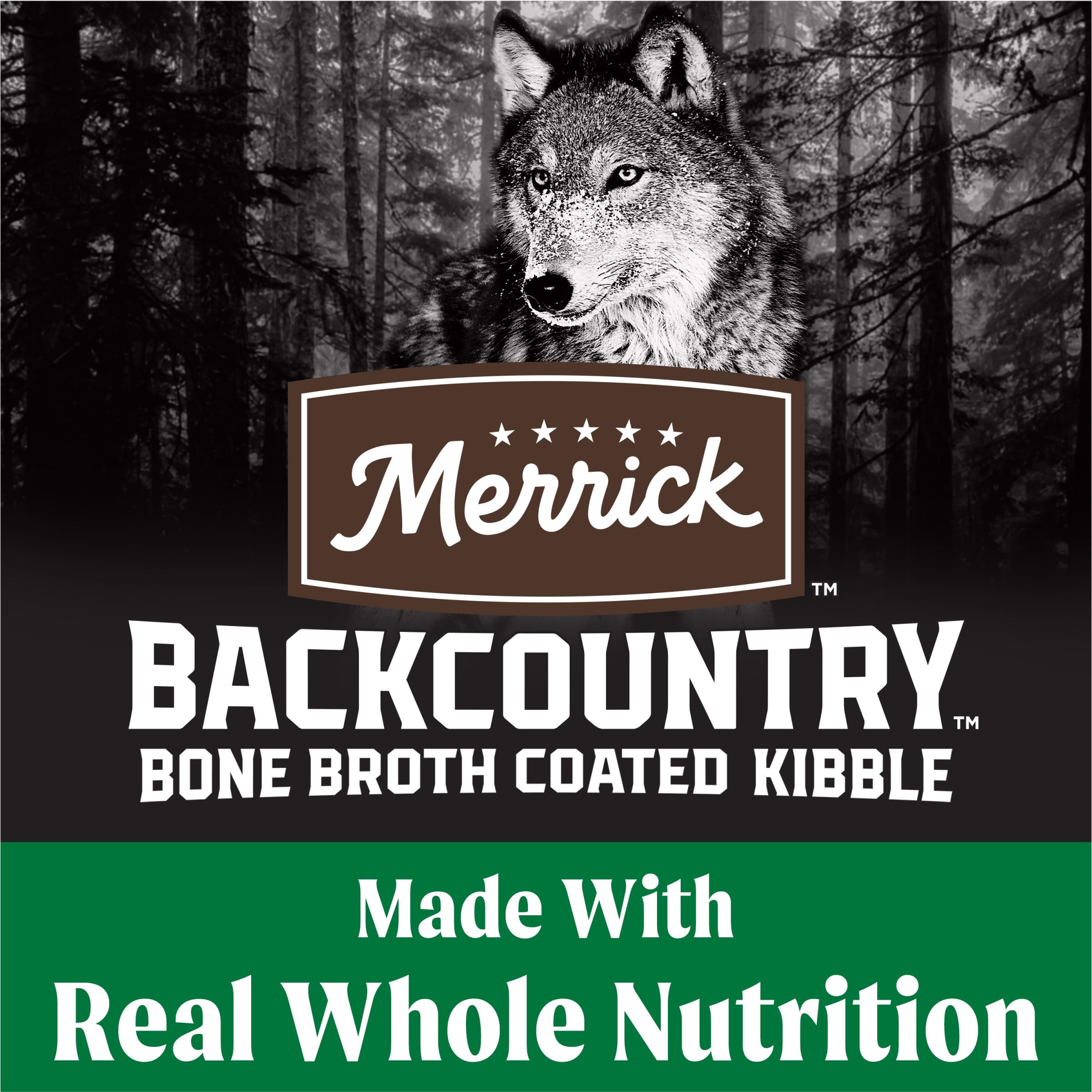 Merrick Backcountry freeze-dried raw bites add texture and flavor.