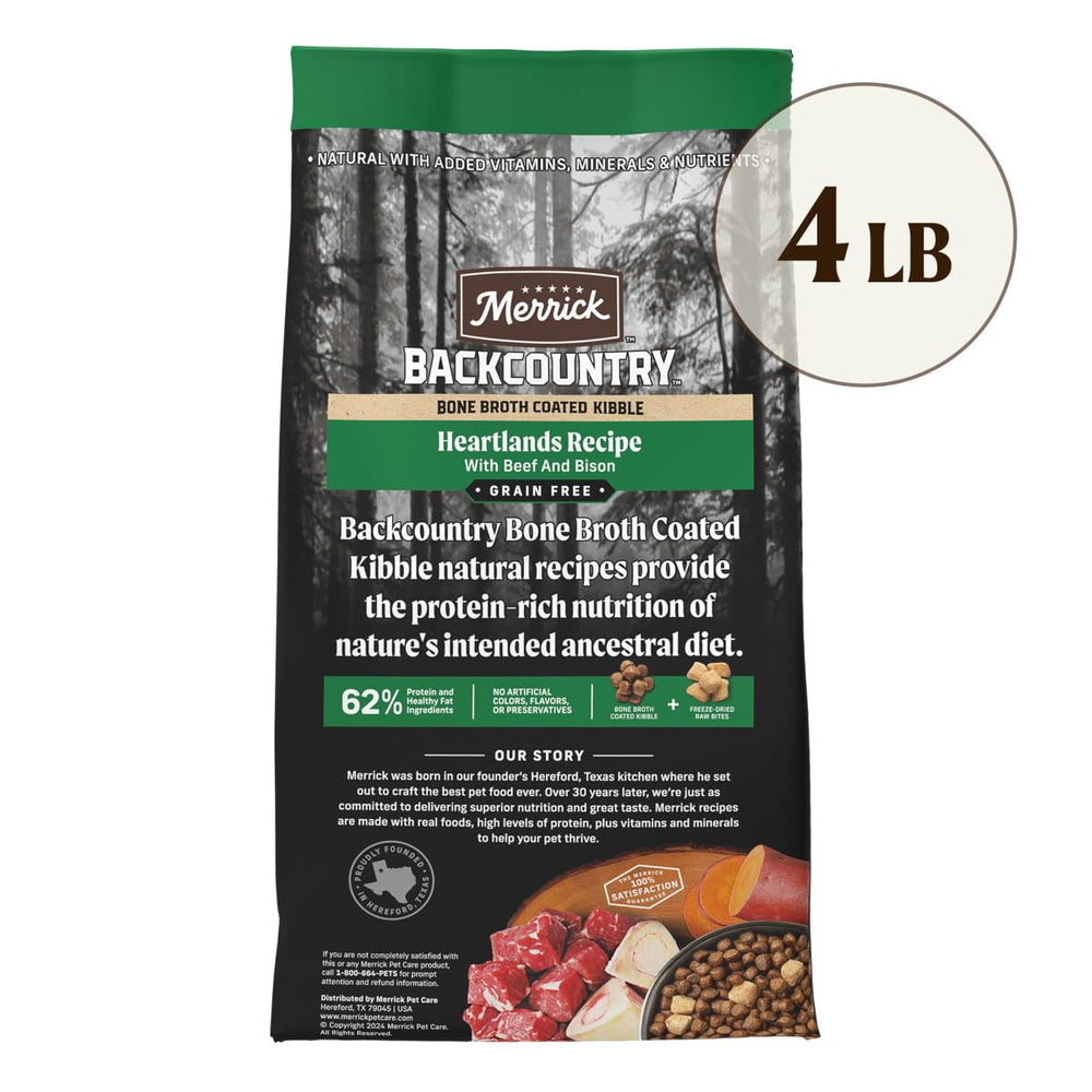Merrick Backcountry glucosamine and chondroitin support hips and joints.