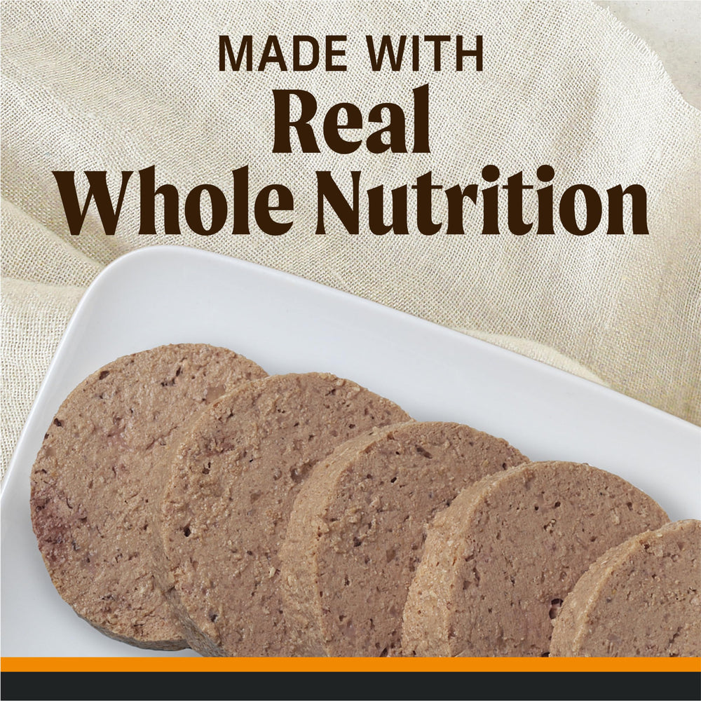 Merrick Backcountry grain-free wet dog food pull-tab can-open shows easy serving option.