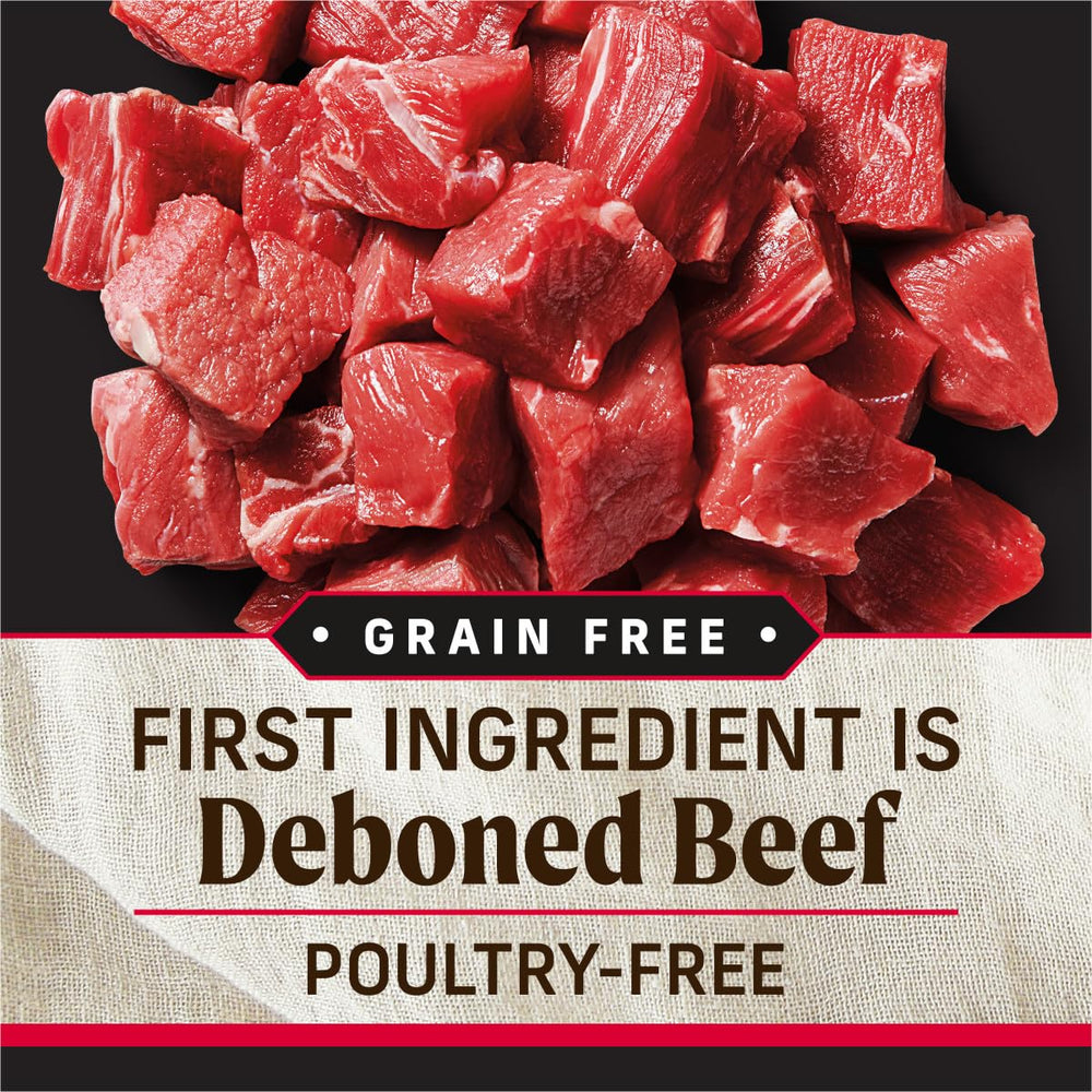 Poultry-free label supports sensitive diets in Merrick Backcountry Great Plains Red Recipe.