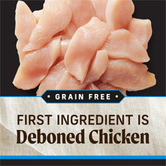 Merrick Backcountry gluten-free packaging emphasizing premium, high-protein formula.