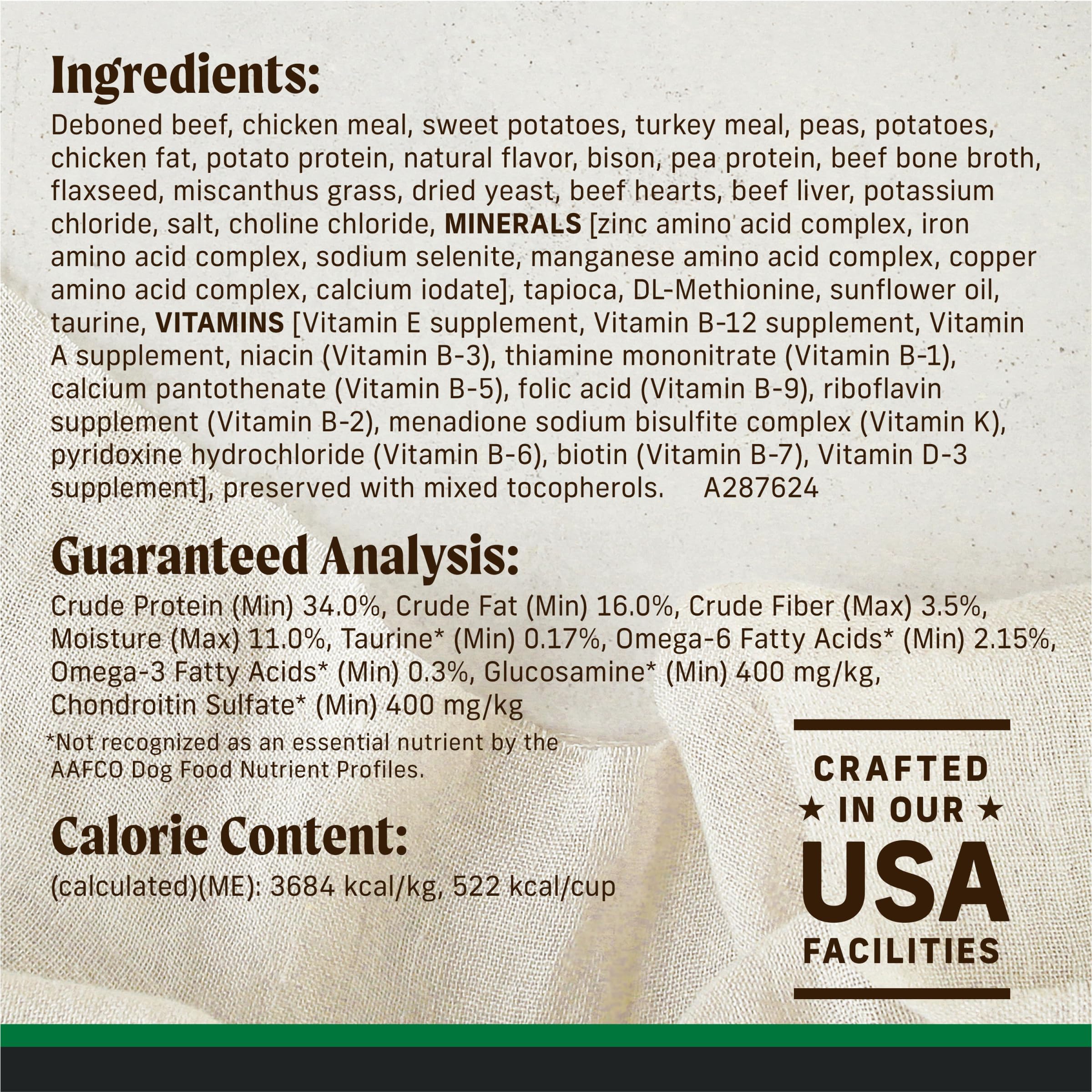 Merrick Backcountry omega-3 and omega-6 promote healthy skin and coat.