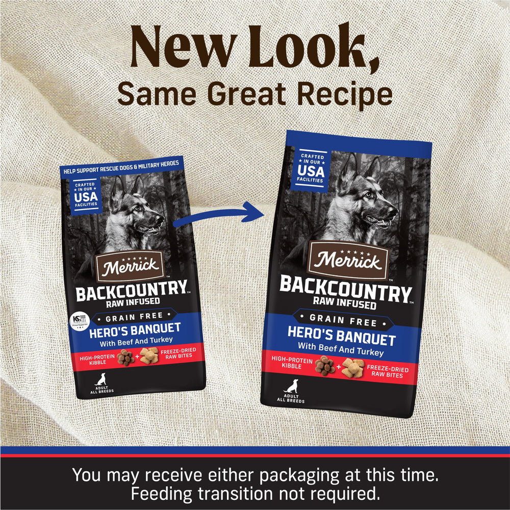 Merrick Backcountry real deboned beef ingredient label highlights quality meat