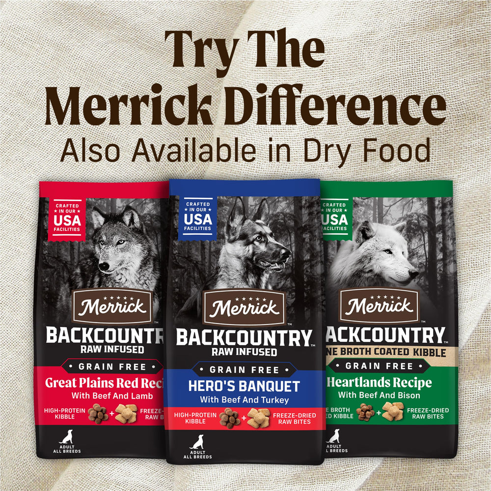 Merrick Backcountry serving over kibble demonstrates moisture and flavor boost.