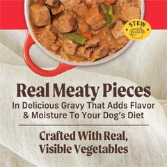 Merrick Cowboy Cookout veggies and beef in gravy provide texture