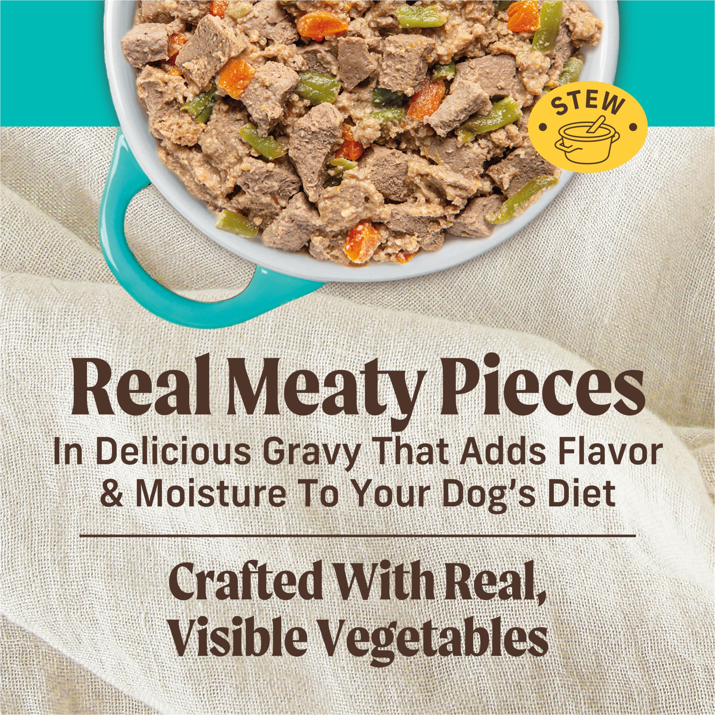 Merrick vegetable-rich gravy with sweet potatoes and carrots for flavor and moisture.
