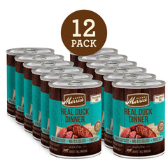 Merrick real deboned duck first ingredient signals protein-rich recipe.