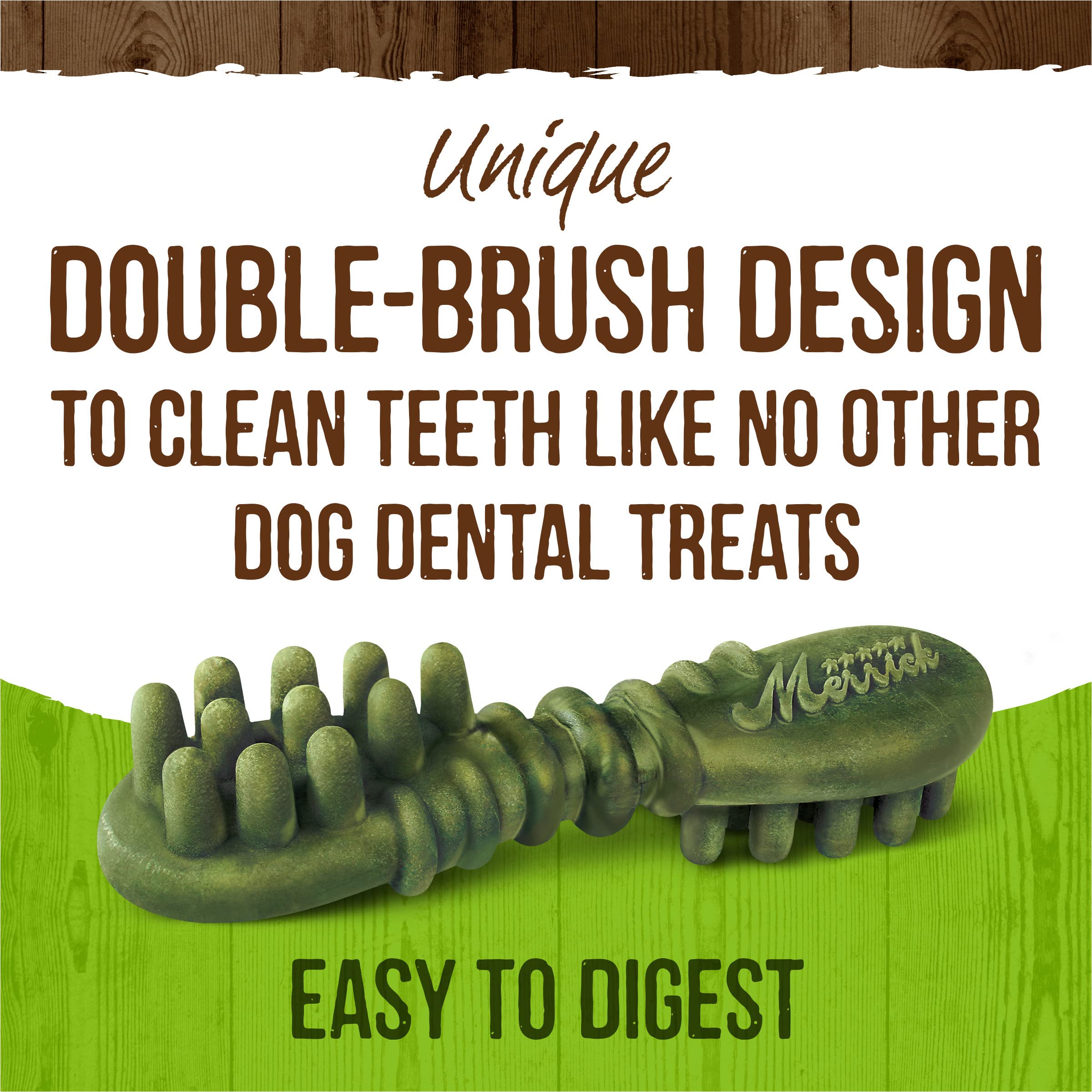 Merrick Fresh Kisses double-brush design close-up for dental cleaning.