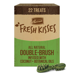 Merrick Fresh Kisses large-dog dental chews box front view.