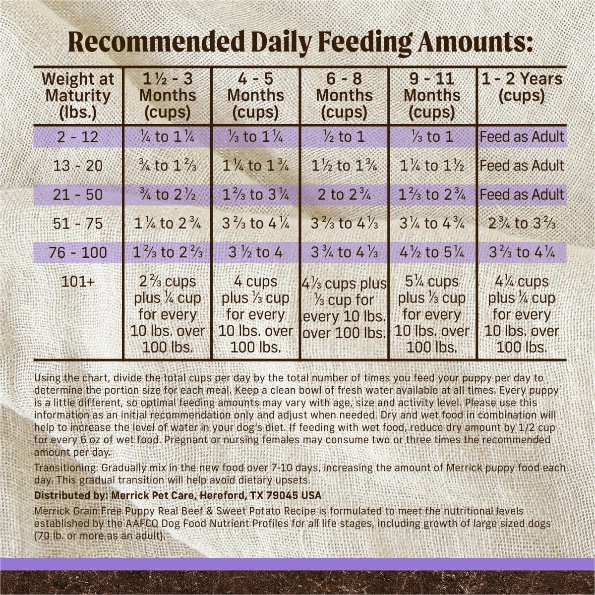 Merrick Grain Free Puppy Food features smaller kibble tailored for puppies