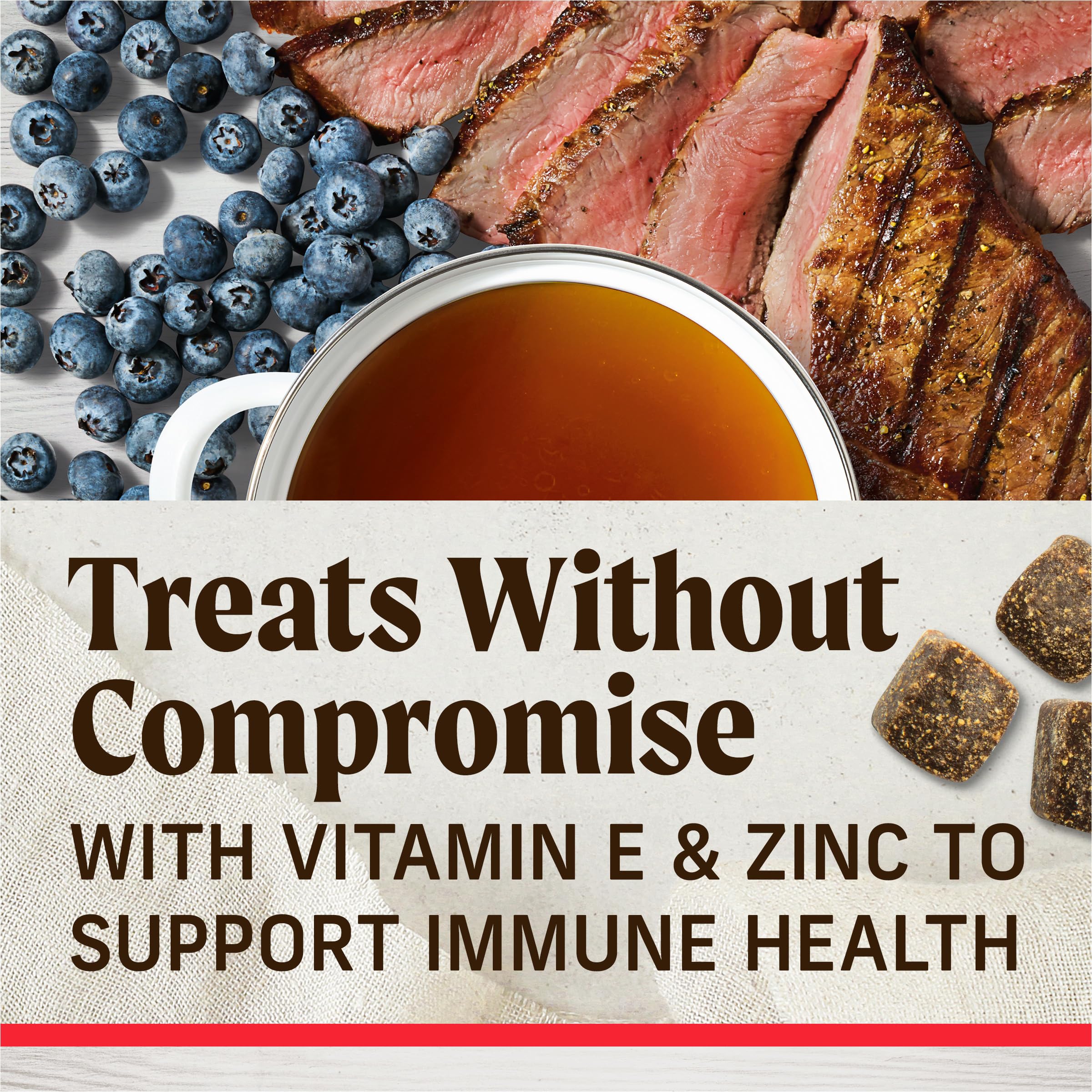 Merrick Healthy Bites pumpkin and bone broth blend highlight wholesome ingredients.