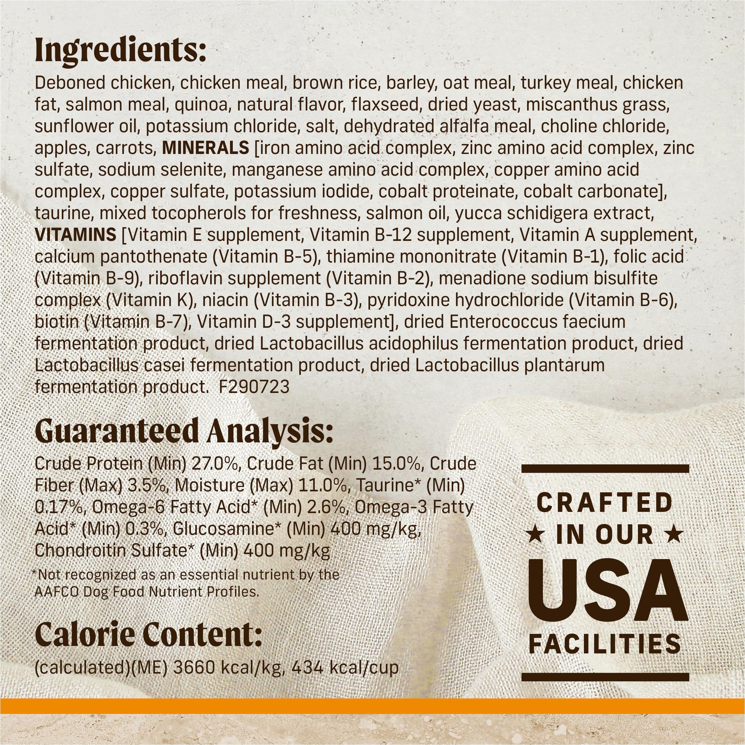 Merrick Healthy Grains supports hips and joints with glucosamine and chondroitin.