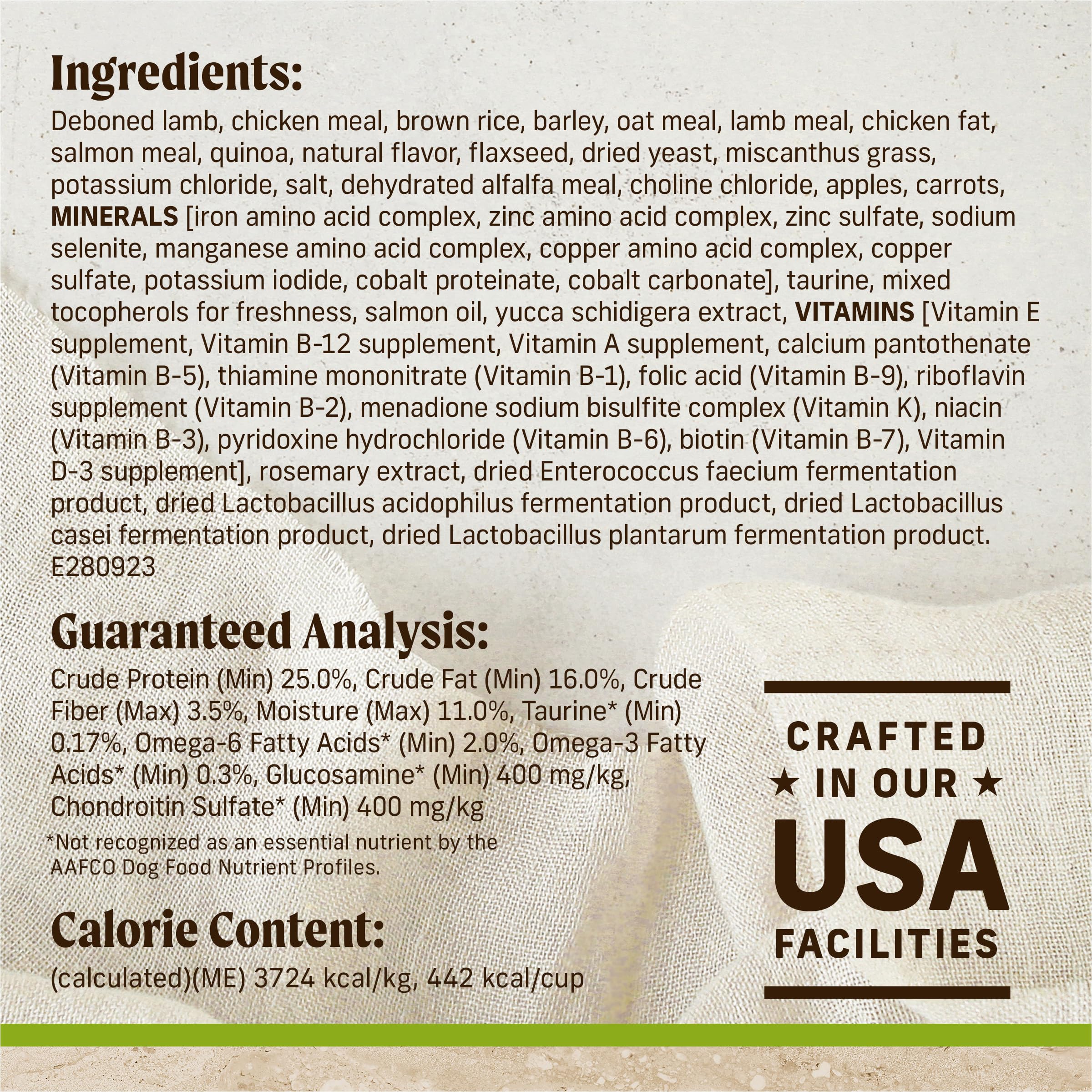 Merrick Healthy Grains feeding scene with dog bowl, presenting balanced daily nutrition