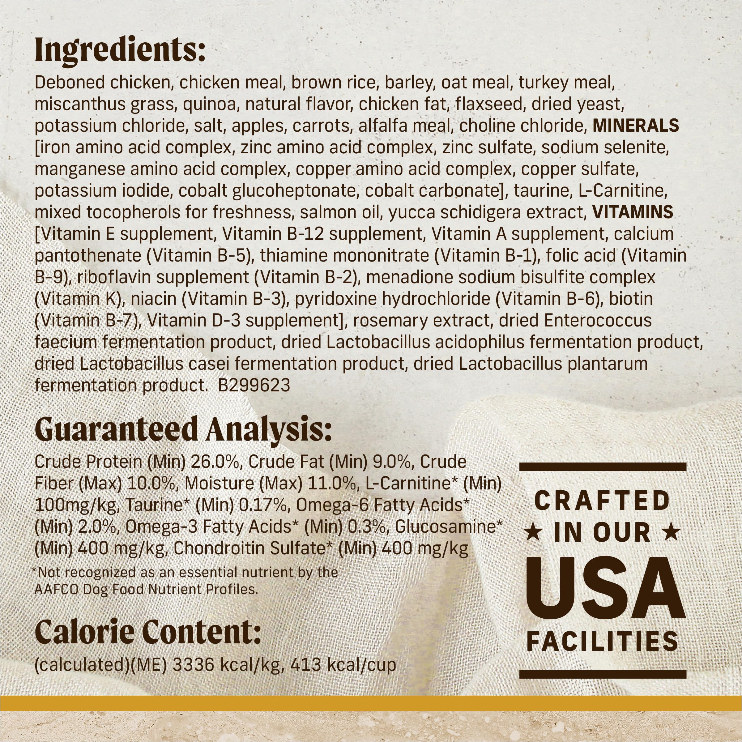 Omega fatty acids icon indicates skin and coat nourishment.