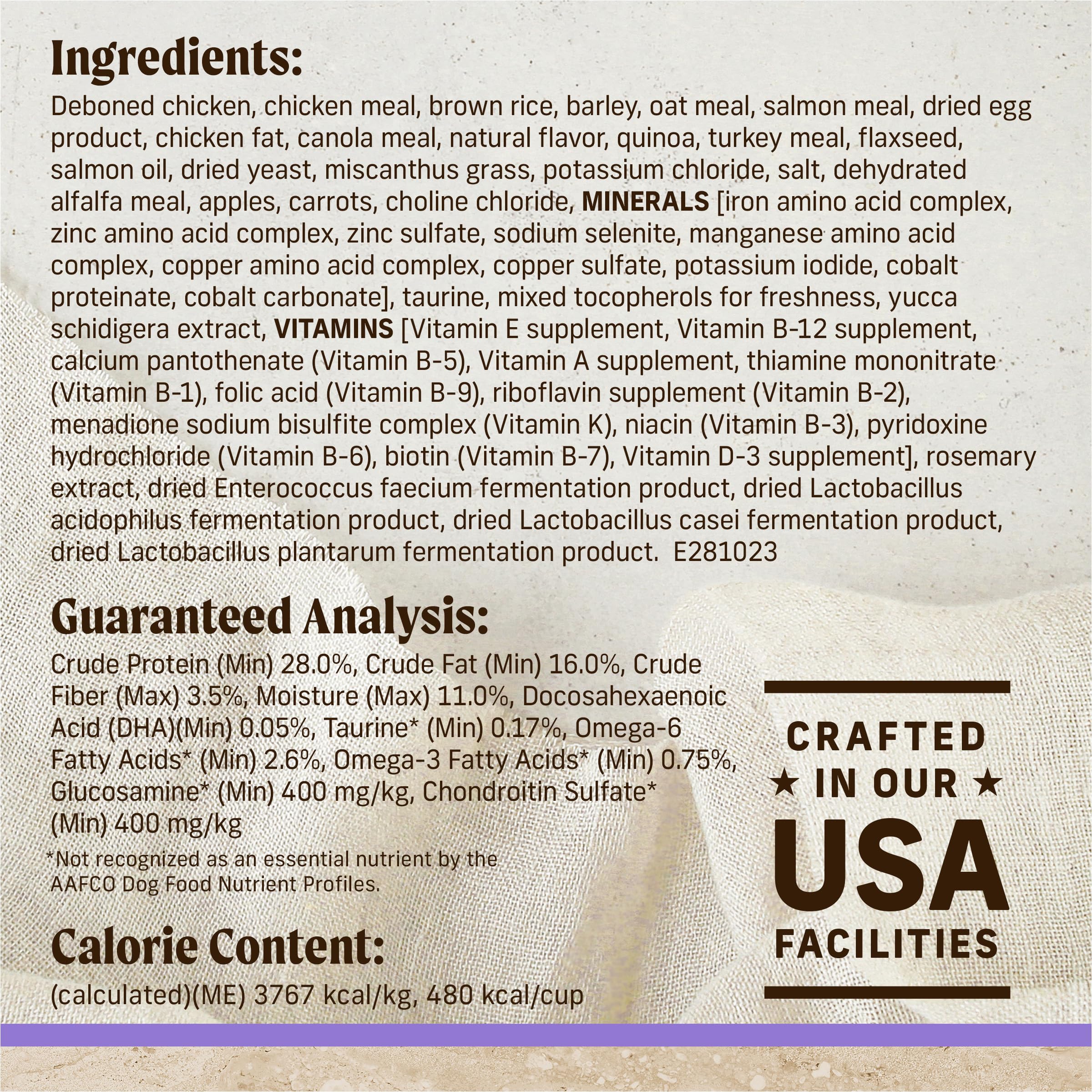 Merrick Healthy Grains Puppy Recipe kibble highlights glucosamine for joints