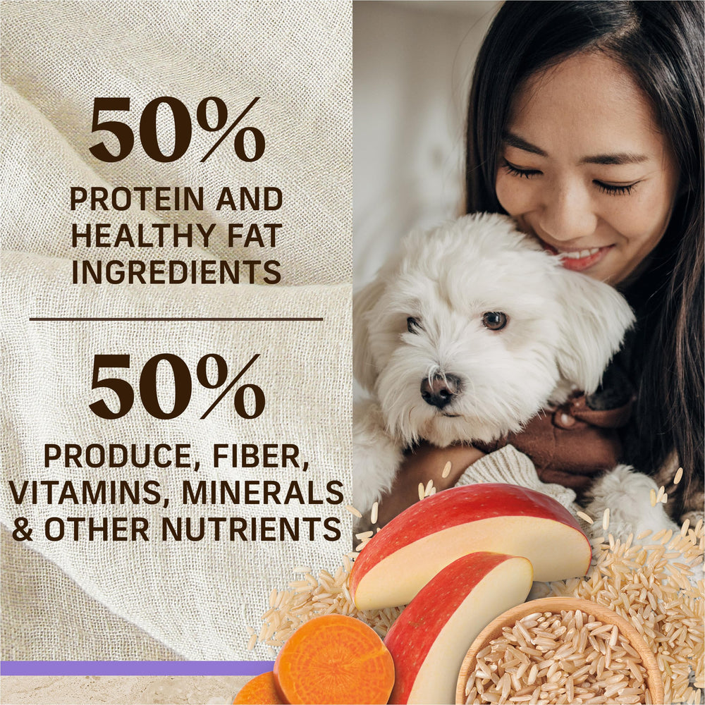 Merrick Healthy Grains Puppy Recipe logo and Made in USA branding