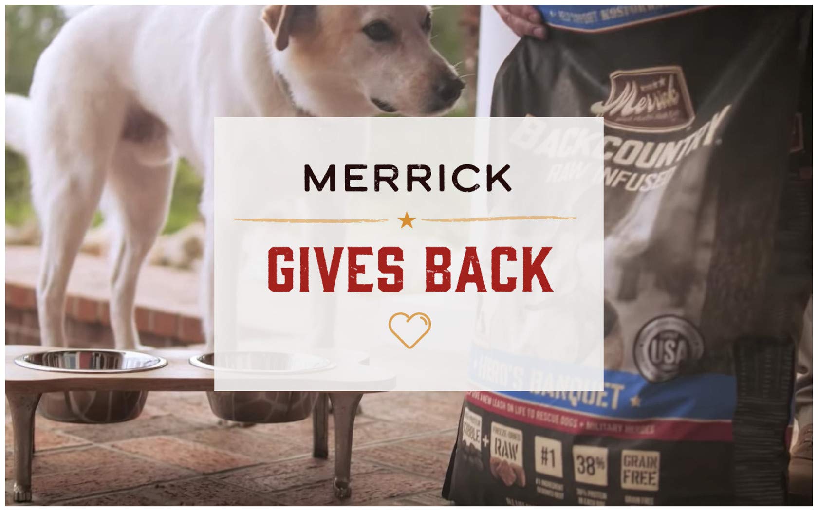 Merrick can with moist, tender turkey and brown rice served in bowl
