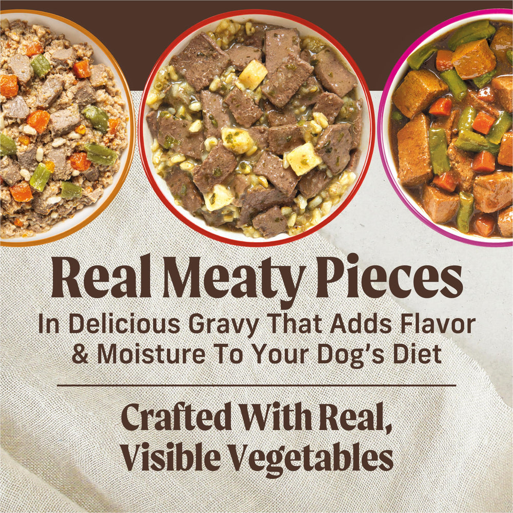 Merrick Kitchen Comforts brown rice with sweet potatoes and greens for balanced nutrition
