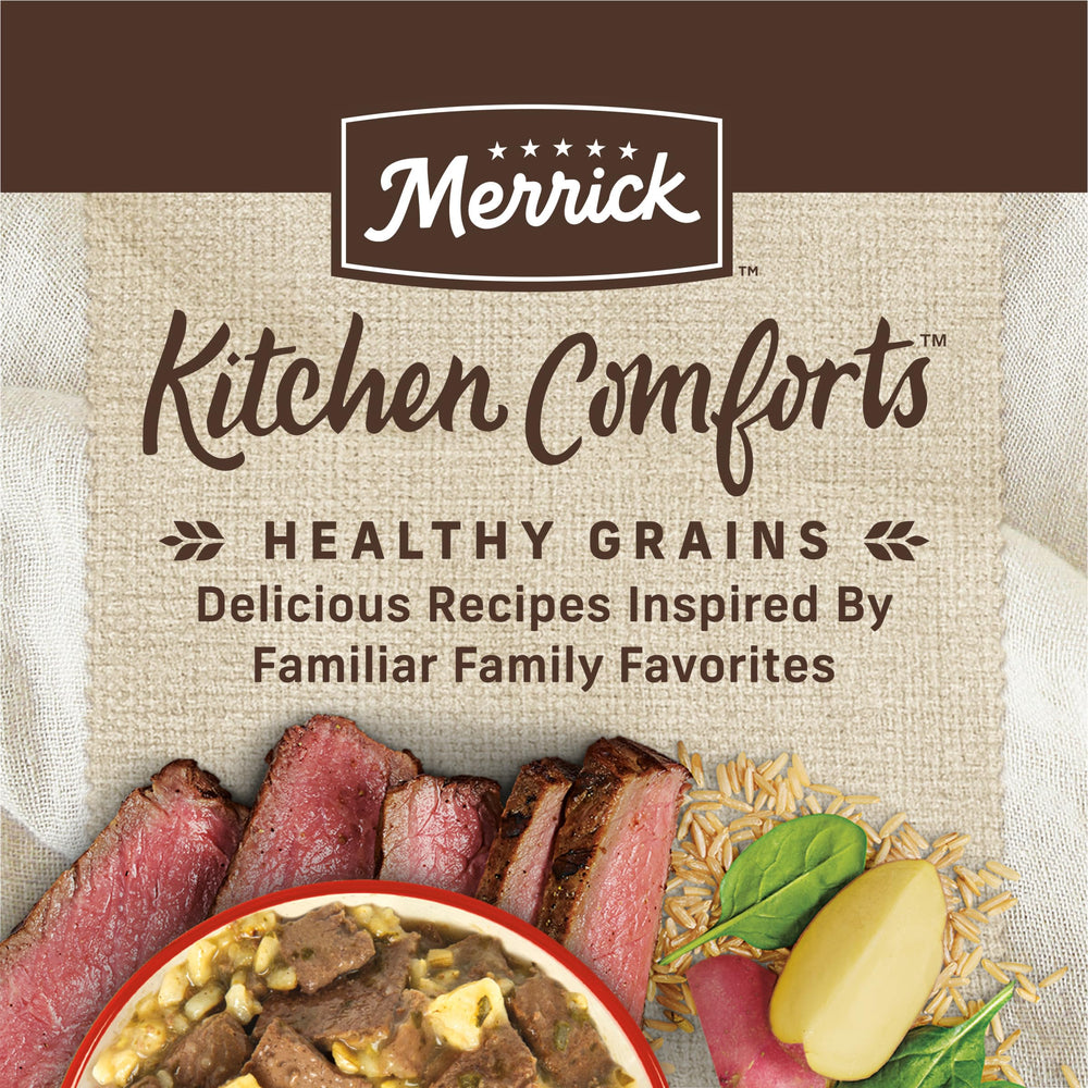 Merrick Kitchen Comforts real deboned beef first ingredient