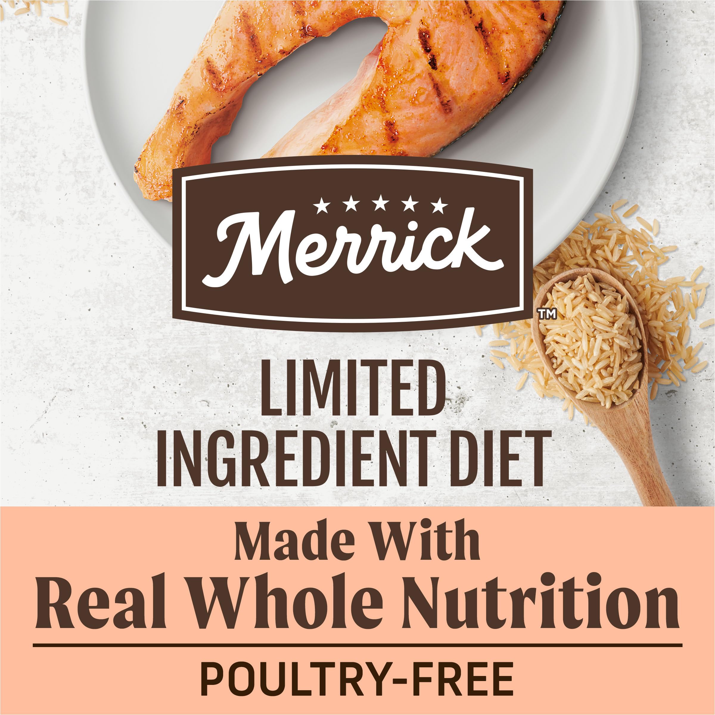 Grain-free Merrick ingredients list avoiding corn, wheat, and soy.