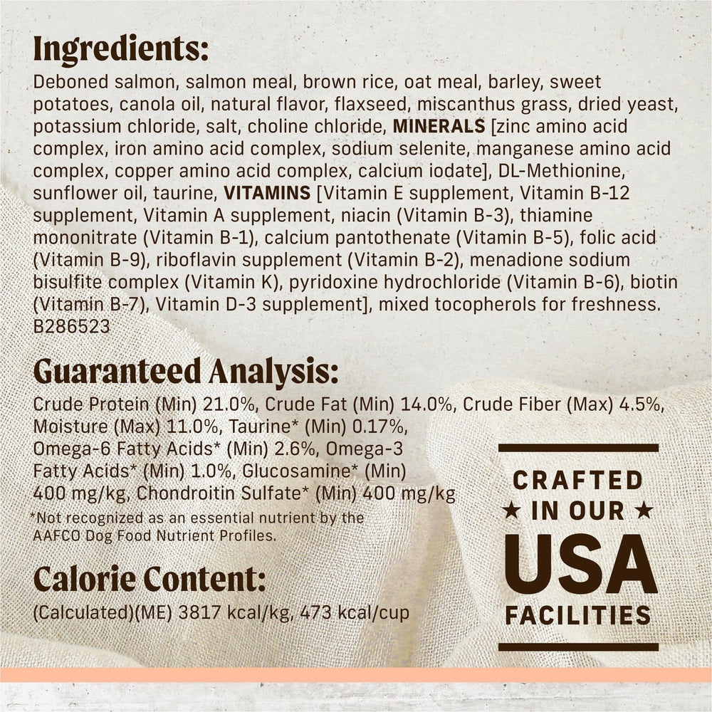Joint support features glucosamine and chondroitin in Merrick formula.