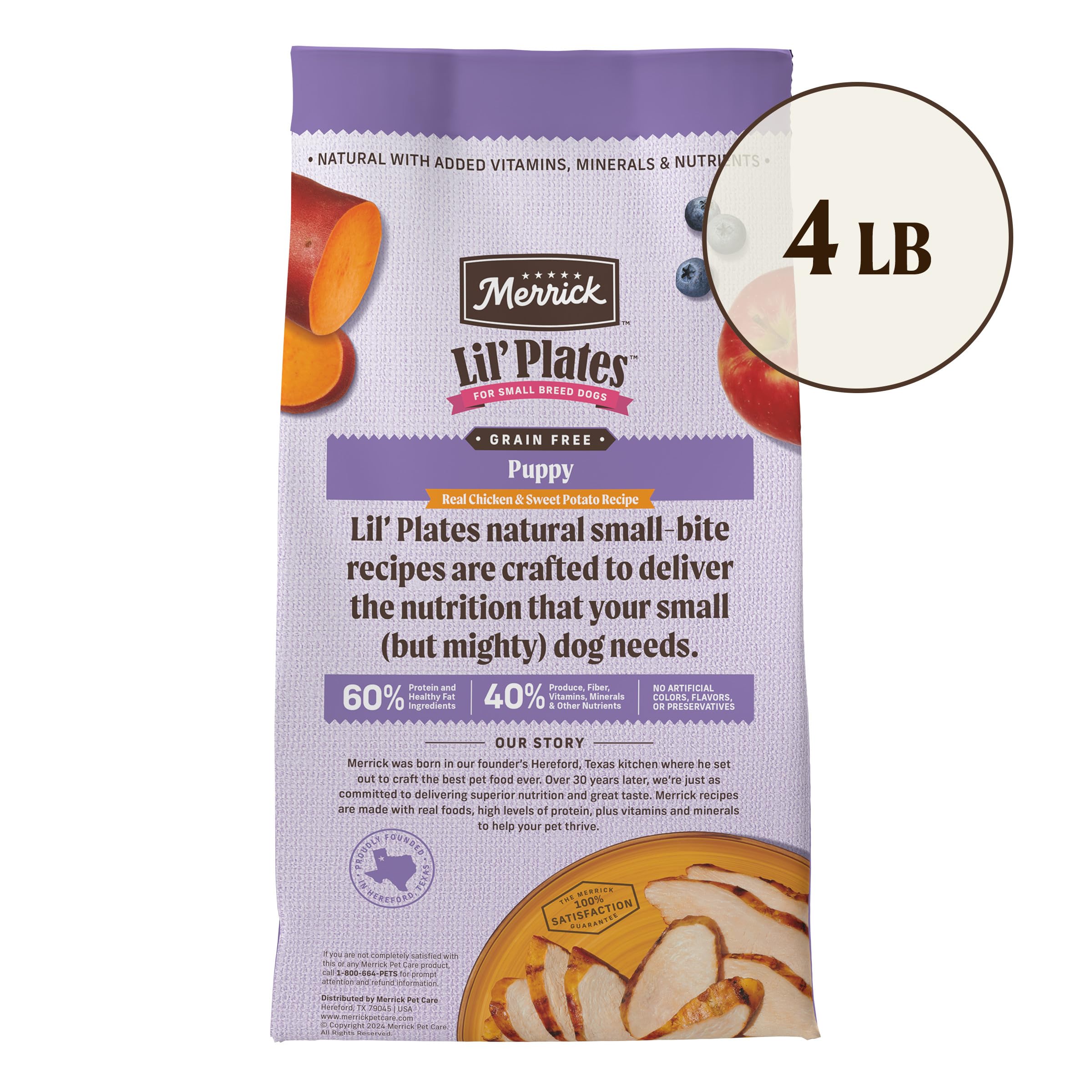 Merrick Lil’ Plates DHA symbol for puppy brain development support