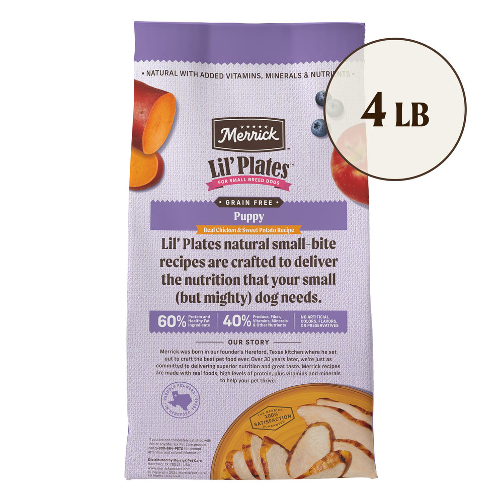 Merrick Lil’ Plates DHA symbol for puppy brain development support