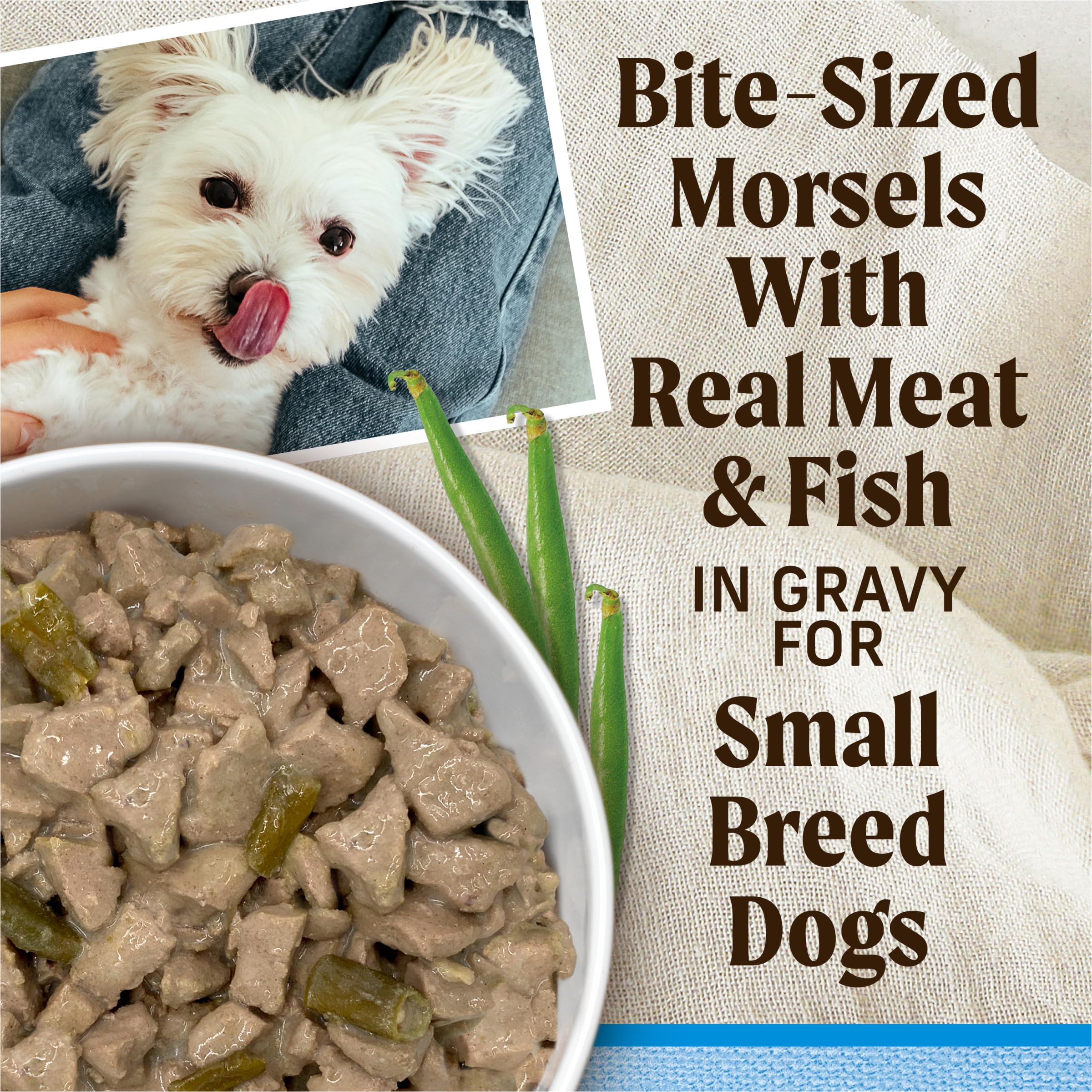 Merrick Lil Plates gluten-free grain-free formula supports easy digestion for small dogs.