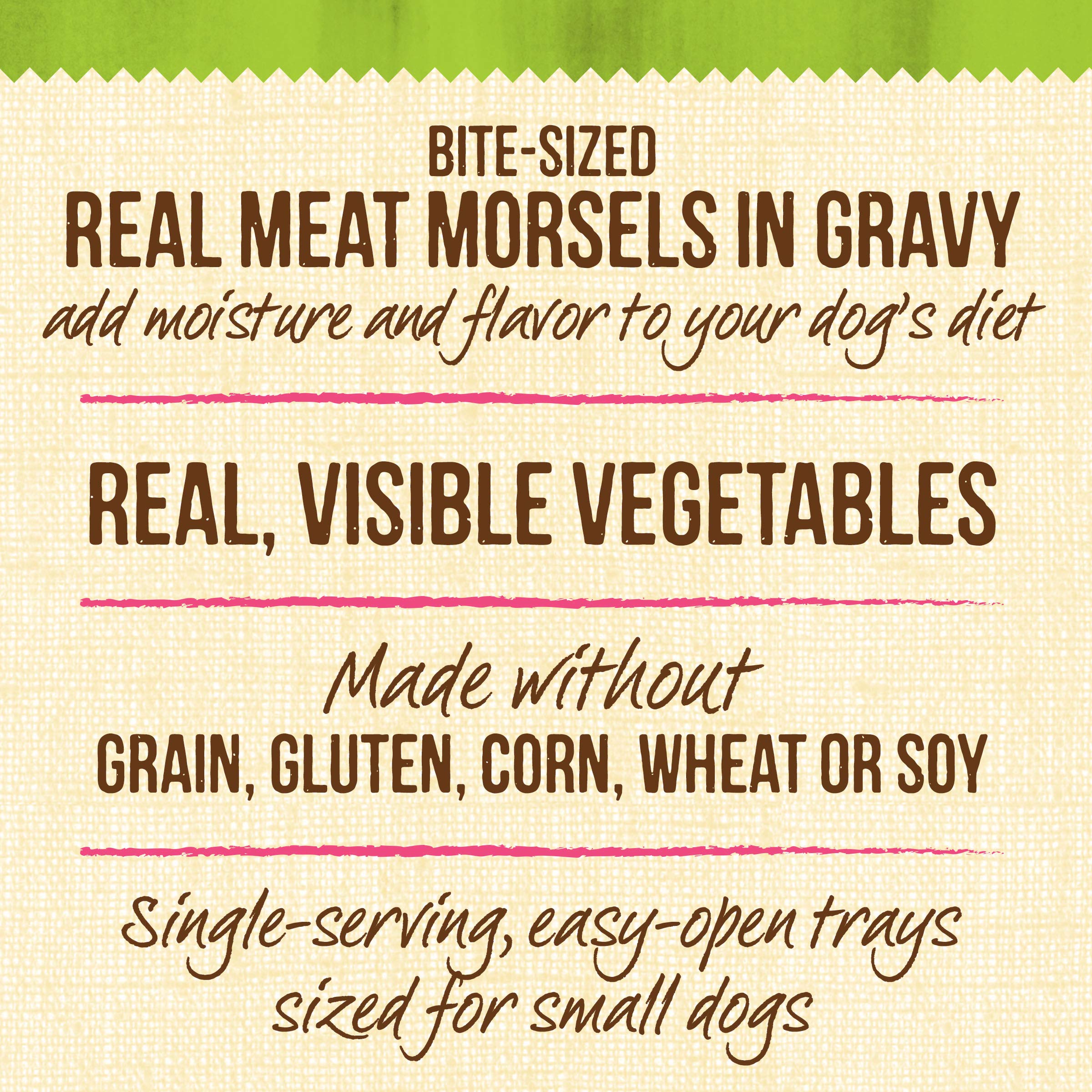 Merrick Lil' Plates grain-free wet dog food supports gentle digestion.