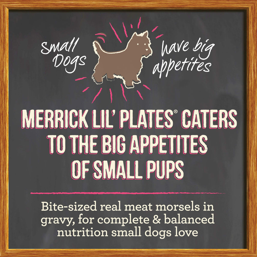 Merrick Lil' Plates natural ingredients with no artificial colors or preservatives.