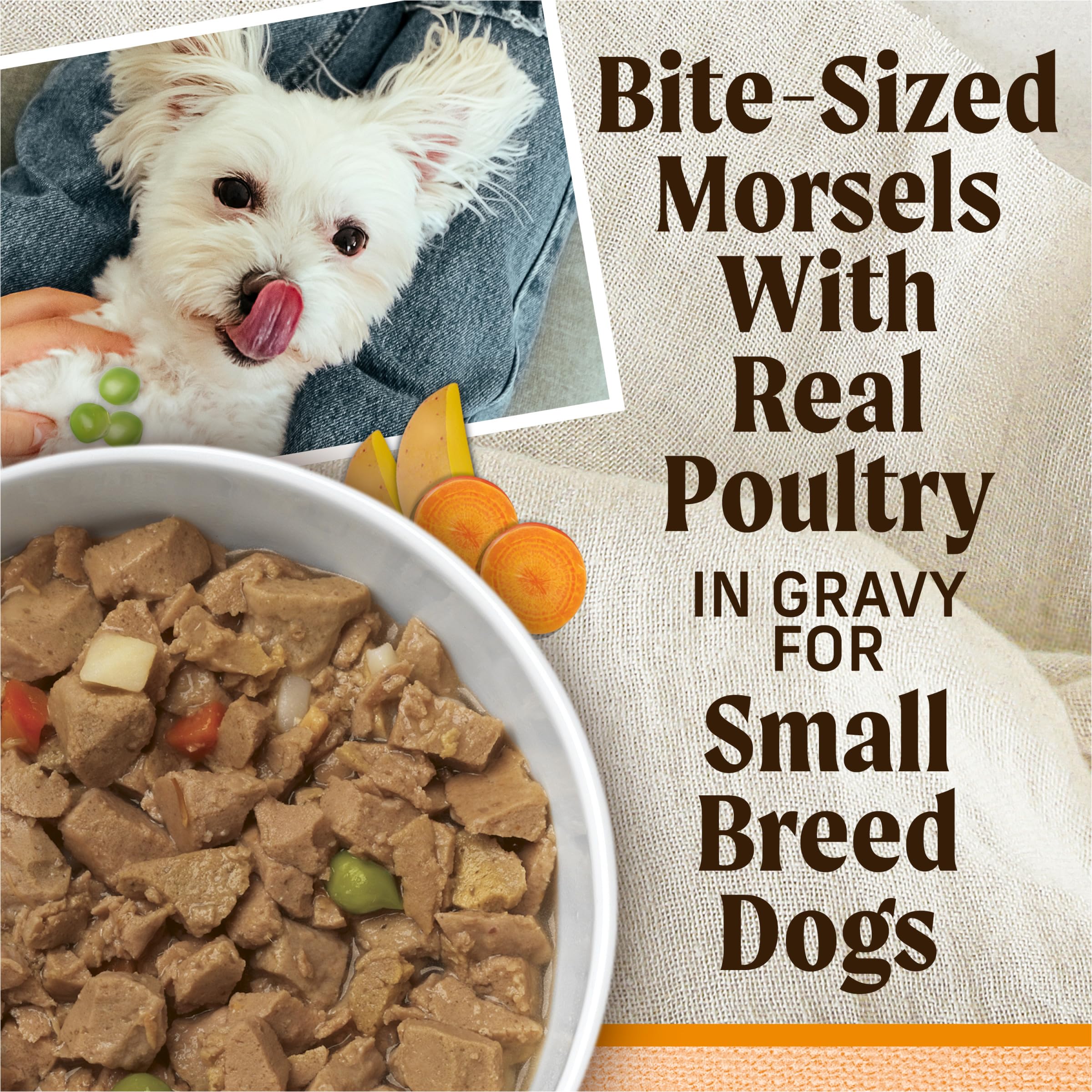 Merrick Lil’ Plates open tub shows savory gravy texture for appealing meals.