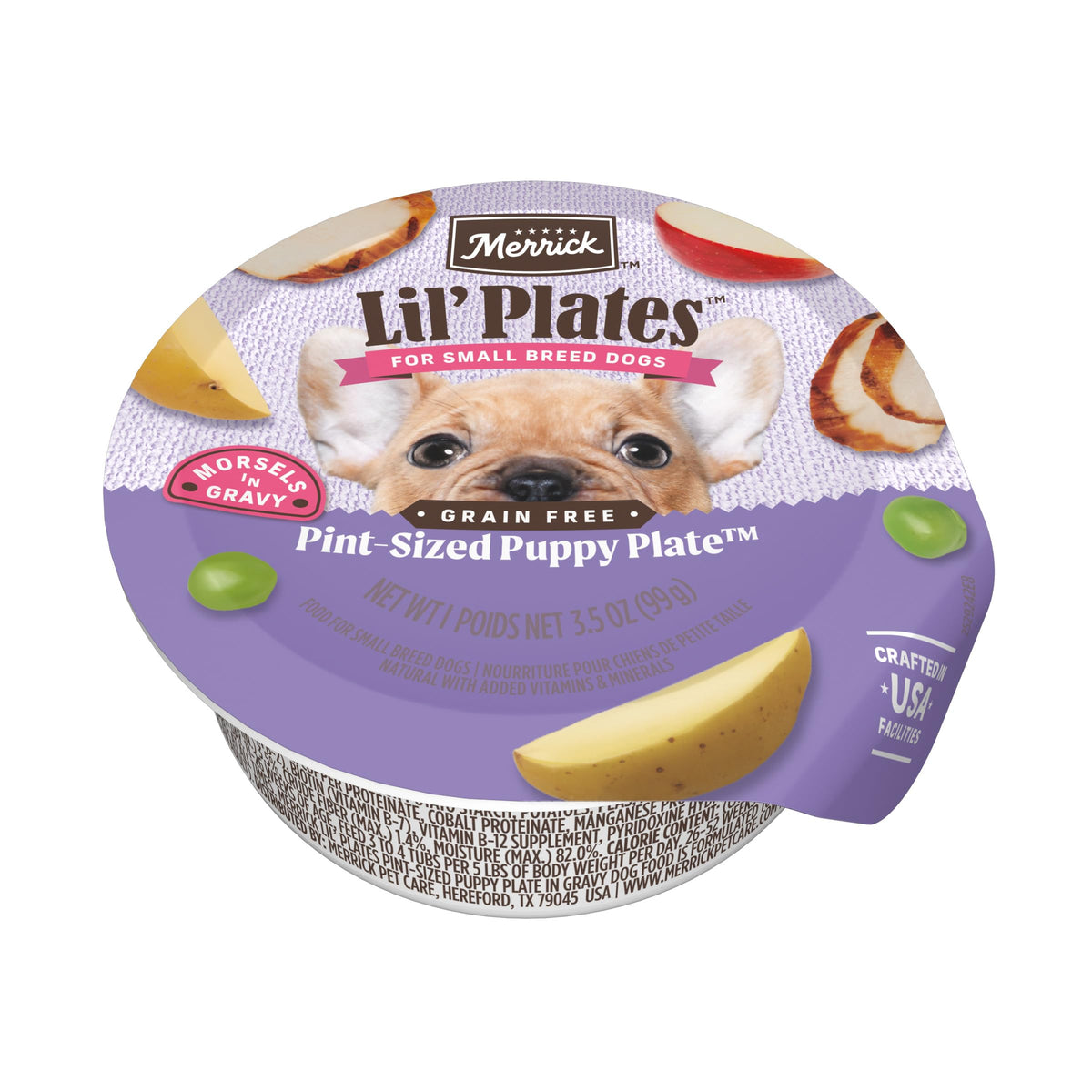 Merrick Lil' Plates puppy plate with gravy for easy, tasty meals.