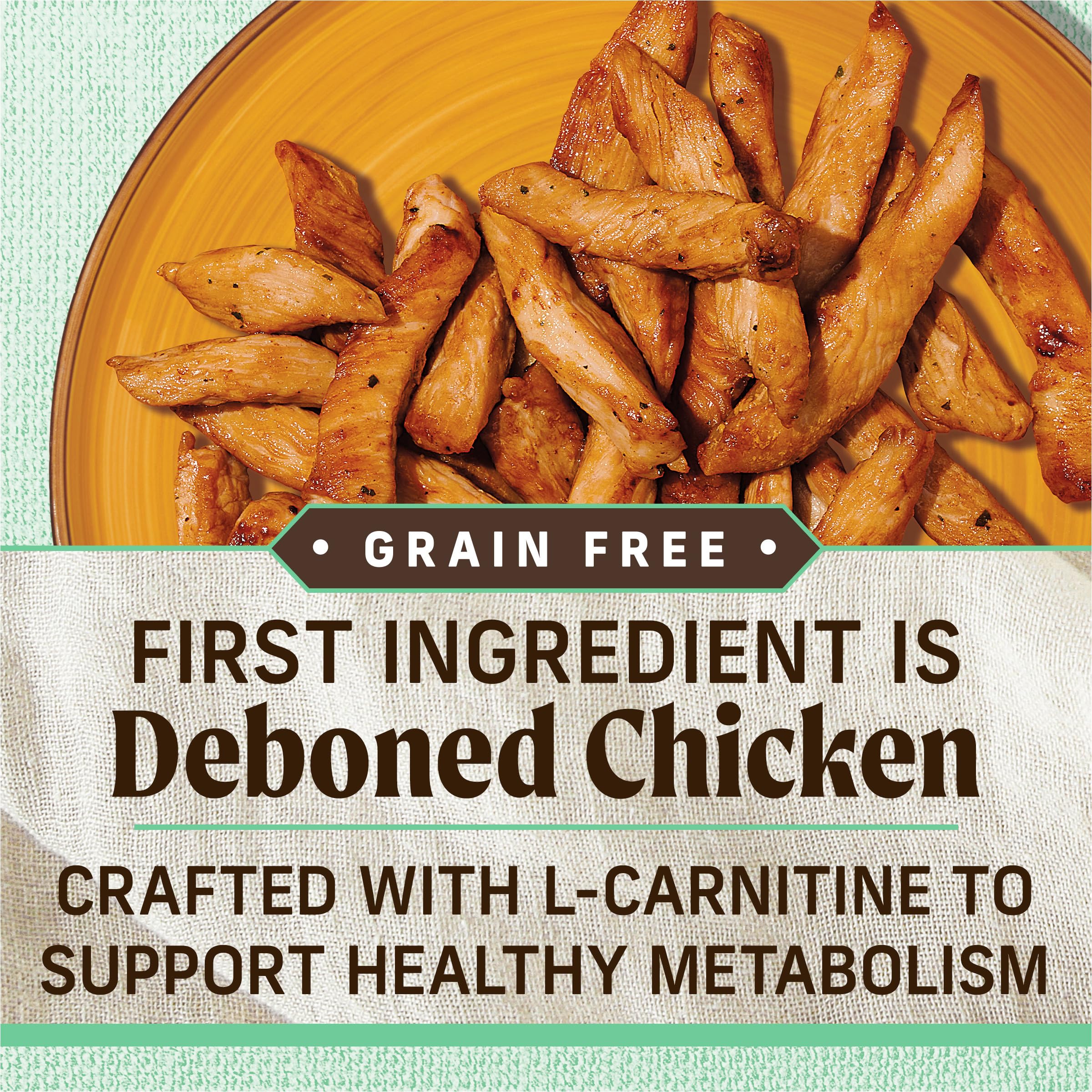 Merrick Lil’ Plates real chicken first ingredient for authentic meat flavor.