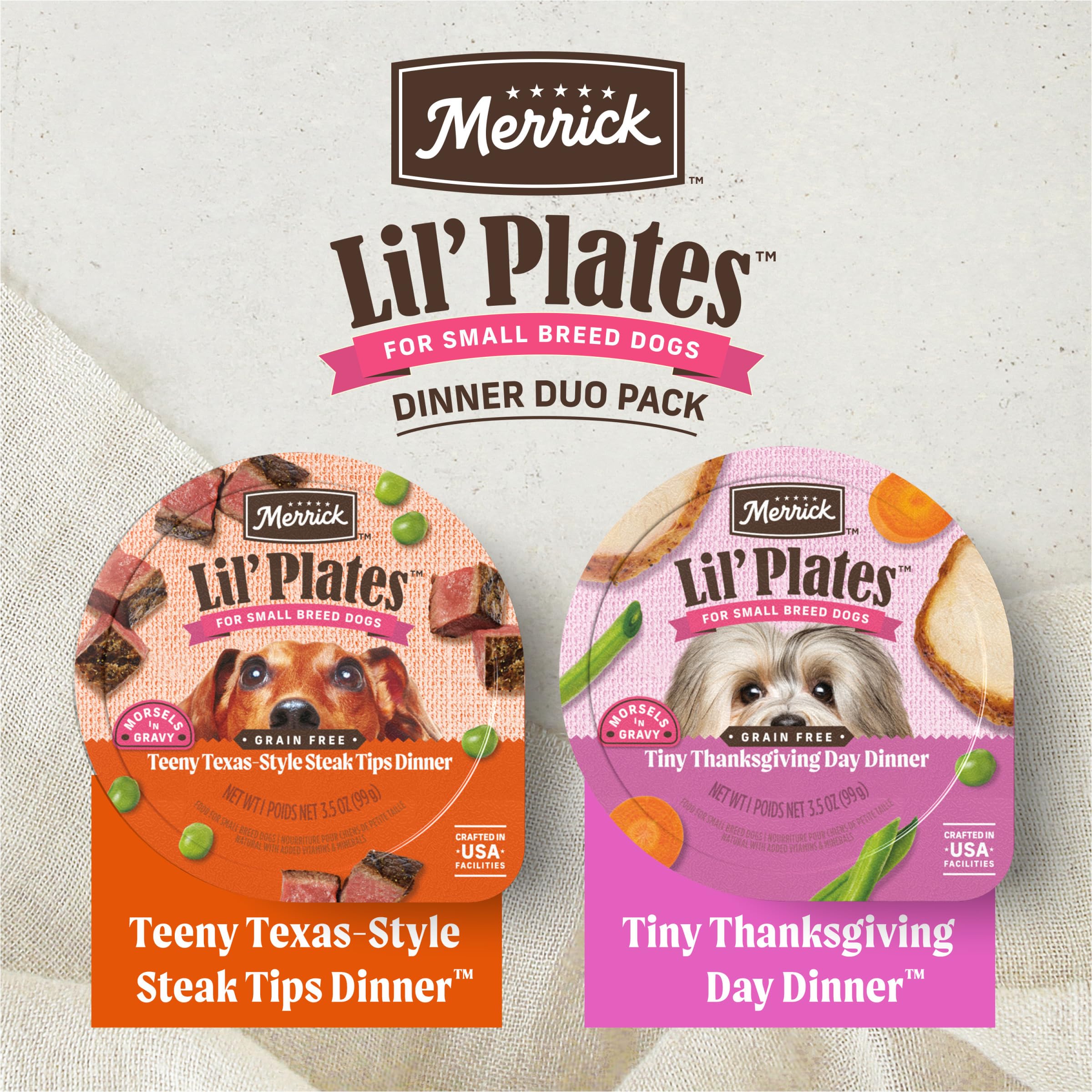 Merrick Lil’ Plates single-serving tray is easy to open for dogs