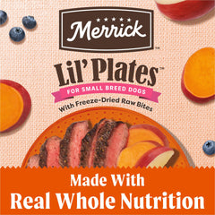 Merrick Lil’ Plates small dog serving bowl closeup showing grain-free texture and size